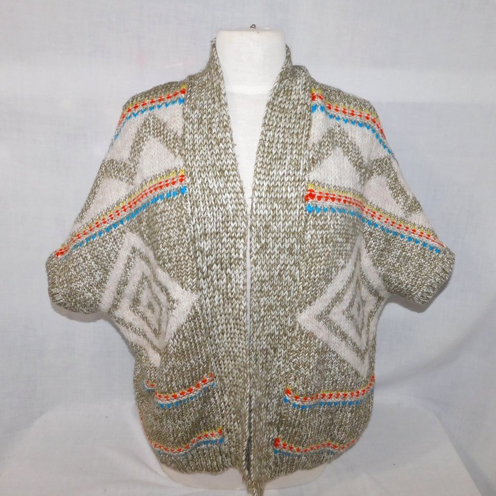 American Eagle Aztec Southwestern Chunky Knit Open Cardigan Sweater Women xs / s